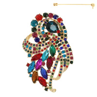 FLORAL CRYSTAL CLUSTER BROOCH PIN