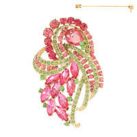 FLORAL CRYSTAL CLUSTER BROOCH PIN