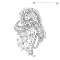 FLORAL CRYSTAL CLUSTER BROOCH PIN