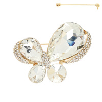 IRREGULAR CRYSTAL BUTTERFLY BROOCH PIN