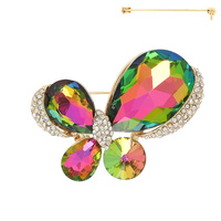 IRREGULAR CRYSTAL BUTTERFLY BROOCH PIN