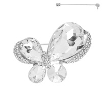 IRREGULAR CRYSTAL BUTTERFLY BROOCH PIN