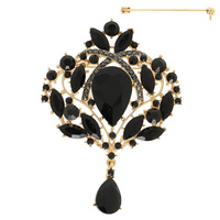 FLORAL JEWELED FESTOON BROOCH PIN