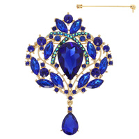 FLORAL JEWELED FESTOON BROOCH PIN