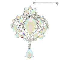 FLORAL JEWELED FESTOON BROOCH PIN