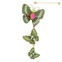 JEWELED CASCADING BUTTERFLY BROOCH PIN