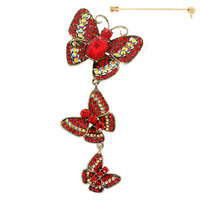 JEWELED CASCADING BUTTERFLY BROOCH PIN