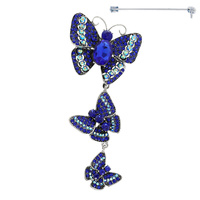 JEWELED CASCADING BUTTERFLY BROOCH PIN