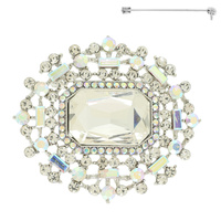 CRYSTAL AND RHINESTONE PAVE BROOCH PIN