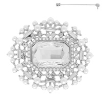 CRYSTAL AND RHINESTONE PAVE BROOCH PIN