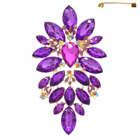 FLORAL GEO SHAPE JEWELED CLUSTER BROOCH PIN