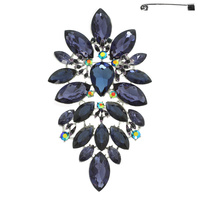 FLORAL GEO SHAPE JEWELED CLUSTER BROOCH PIN