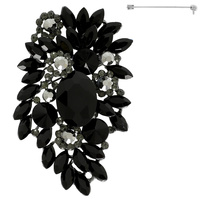 JEWELED CRYSTAL LEAF CLUSTER BROOCH PIN