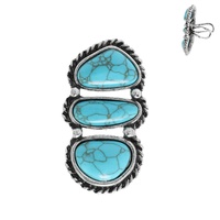 WESTERN TURQUOISE SEMI STONE THREE STONE KNUCKLE CUFF RING