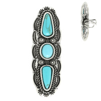 WESTERN SCALLOPED EDGE TURQUOISE CUFF RING