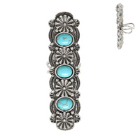 WESTERN FLORAL TURQUOISE CUFF RING