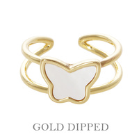 GOLD PLATED PEARLESCENT BUTTERFLY RING