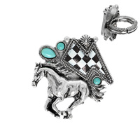 WESTERN TURQUOISE EMBELLISHED MUSTANG RING