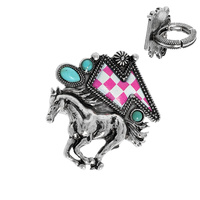 WESTERN TURQUOISE EMBELLISHED MUSTANG RING