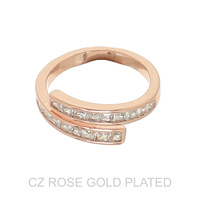 FASHION GOLD PLATED CZ SPIRAL RING