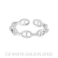 GOLD PLATED CZ OPEN LINK BAND CUFF RING