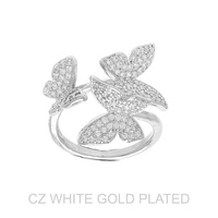 GOLD PLATED BUTTERFLY CZ FREE-SIZE RING