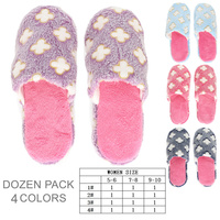 12 PACK CLOVER THEME SUEDETTE LINED SLIPPERS