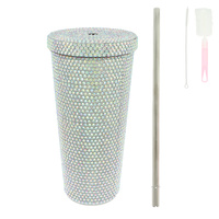 RHINESTONE ENCRUSTED STAINLESS STEEL TUMBLER