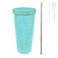 RHINESTONE ENCRUSTED STAINLESS STEEL TUMBLER