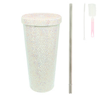 RHINESTONE ENCRUSTED STAINLESS STEEL TUMBLER