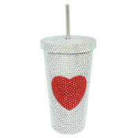 VALENTINE THEMED JEWELED STAINLESS STEEL TUMBLER