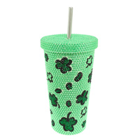 SAINT PATRICKS JEWELED STAINLESS STEEL TUMBLER