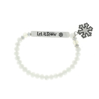 LET IT SNOW BAR WITH FNOWFLAKE BEAD STRETCH BRACELET