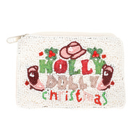 CHRISTMAS WESTERN THEMED EMBROIDERED COIN BAG