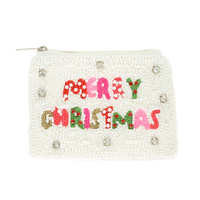 MERRY CHRISTMAS JEWELED COIN BAG