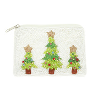 CHRISTMAS TREE JEWELED EMBROIDERED COIN BAG