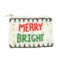 CHRISTMAS "MERRY BRIGHT" JEWELED COIN BAG