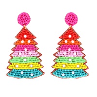 RAINBOW CHRISTMAS TREE BEADED EARRINGS