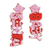 SANTA BABY BEADED EMBROIDERY LONG DROP EARRINGS