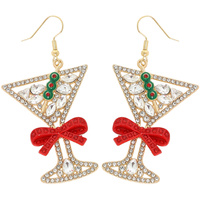 CHRISTMAS MARTINI CRYSTAL RHINESTONE EARRING