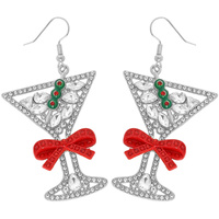 CHRISTMAS MARTINI CRYSTAL RHINESTONE EARRING