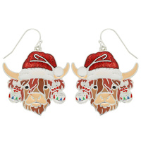CHRISTMAS 3D HIGHLAND COW EPOXY EARRINGS