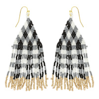 CHRISTMAS SEED BEAD FRINGE EARRINGS