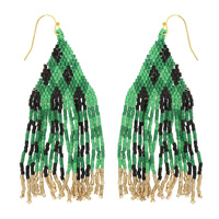 CHRISTMAS SEED BEAD FRINGE EARRINGS