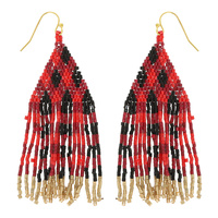 CHRISTMAS SEED BEAD FRINGE EARRINGS