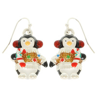 CHRISTMAS SWEATERED PENGUIN DANGLE EARRINGS