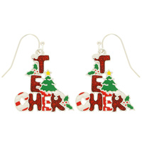 CHRISTMAS TEACHER EPOXY EARRINGS