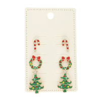 3-PACK CHRISTMAS THEMED EPOXY POST EARRINGS