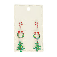 3-PACK CHRISTMAS THEMED EPOXY POST EARRINGS