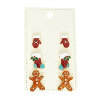 3-PACK CHRISTMAS THEMED EPOXY POST EARRINGS